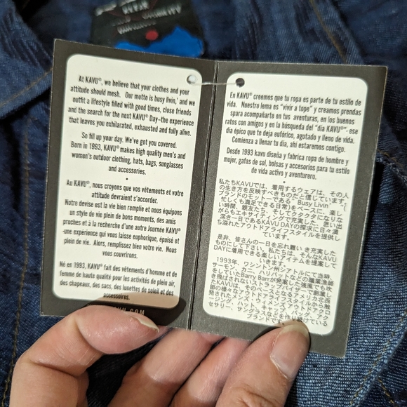 KAVU Prime Time Denim Short Sleeve Shirt Summer Lightweight Button Up Size S - Picture 10 of 11